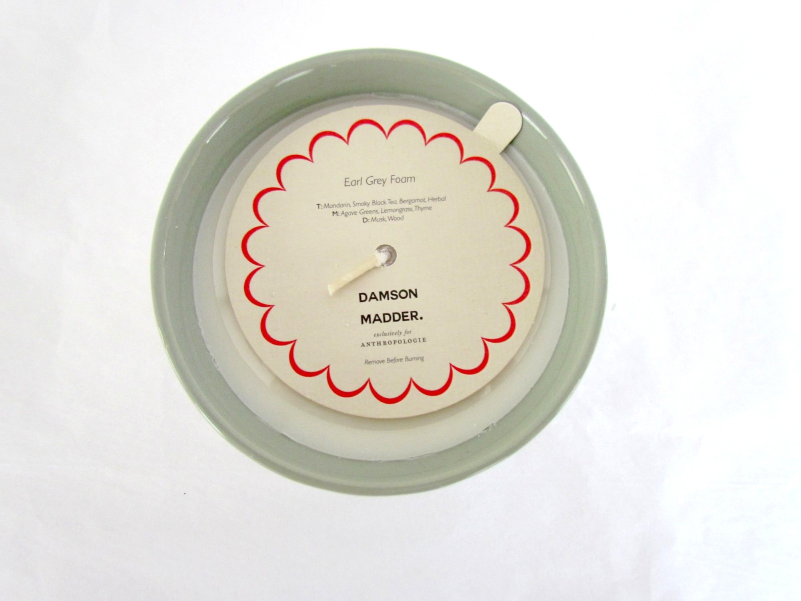 Anthropologie Damson Madder Candle Gourmand Earl Grey Ceramic Pedestal NEW