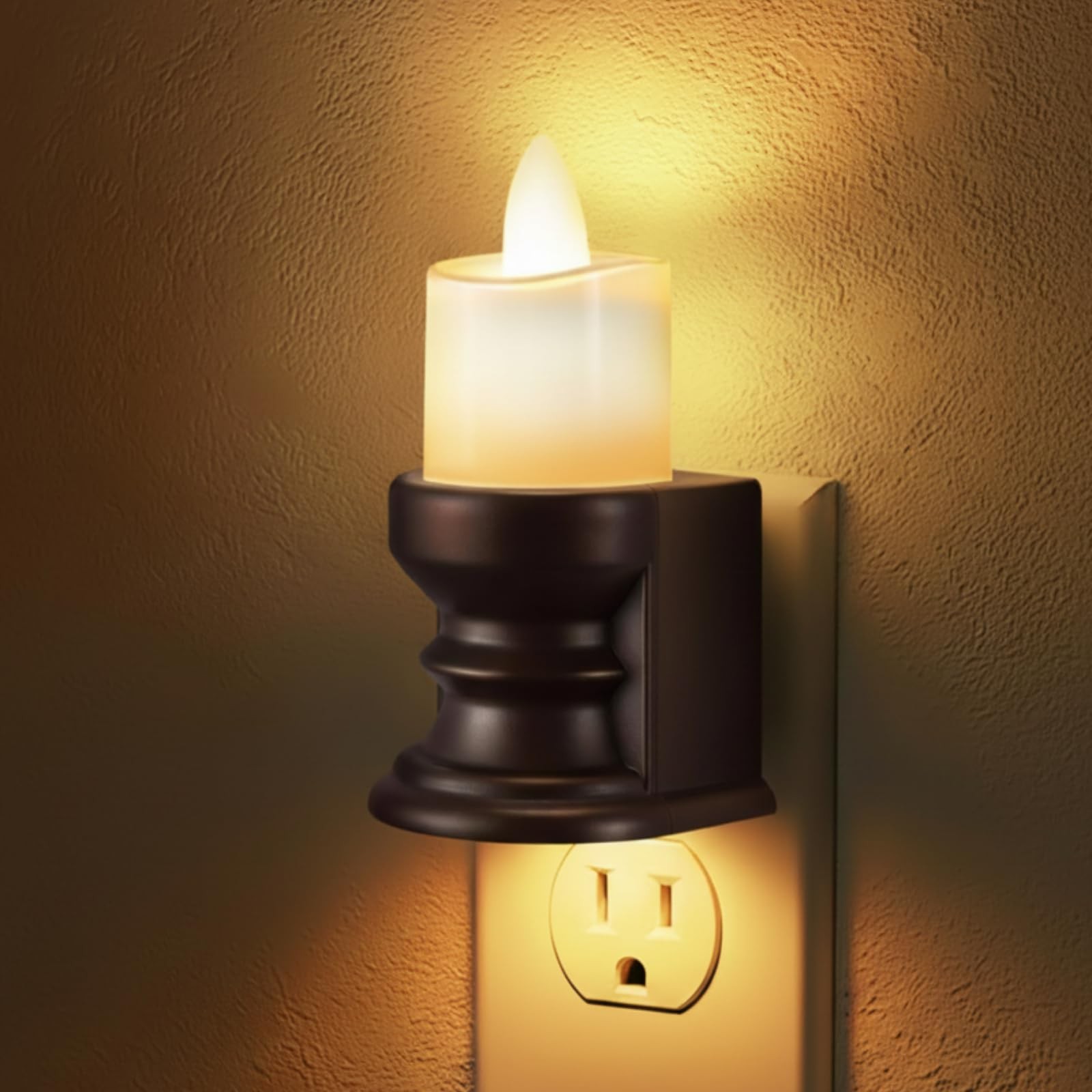 Flickering Flameless Candle Night Light Plug in, Dimmable LED Nightlight with…