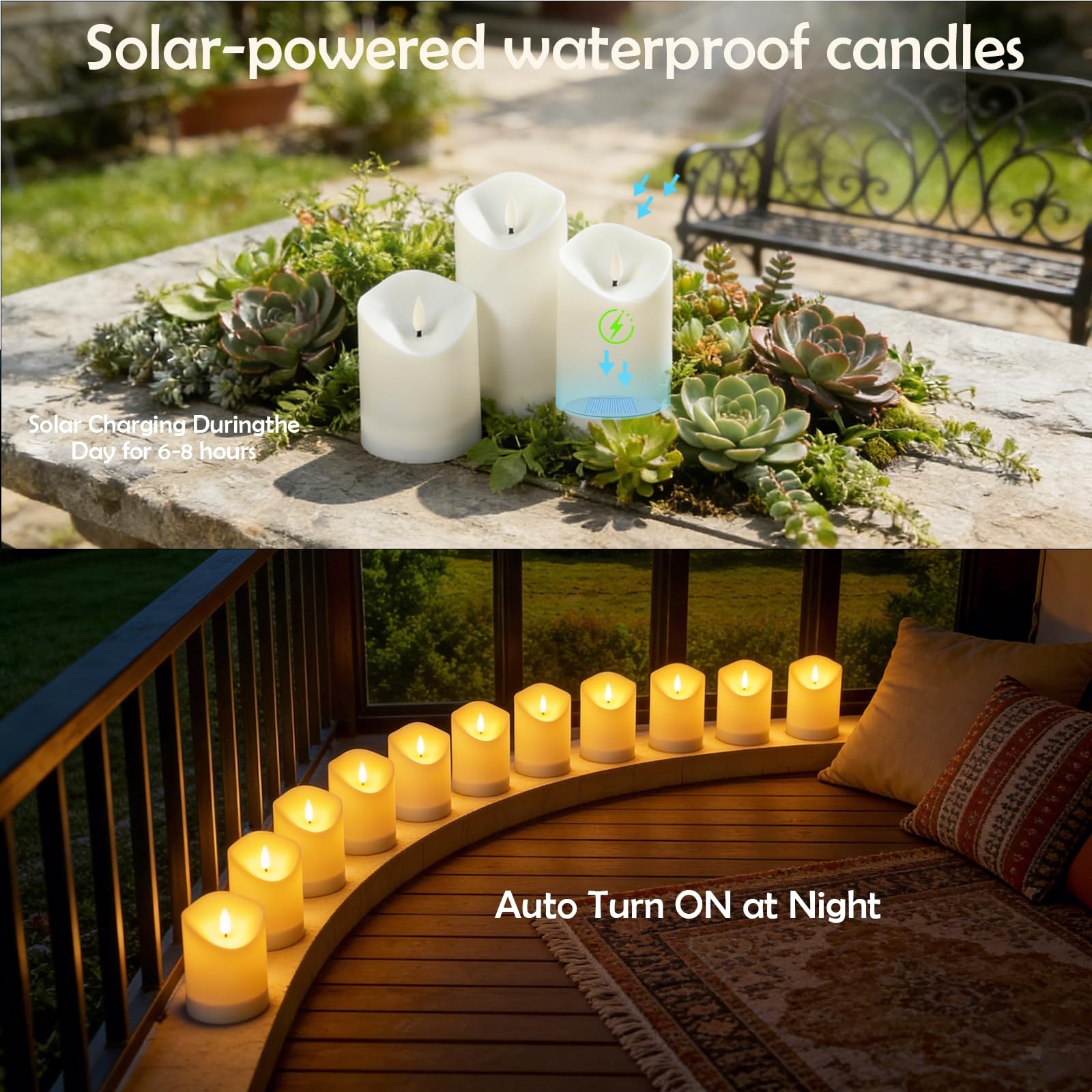 Solar Outdoor Waterproof Flameless Candles-5 Pack Solar & Battery Operated Le…
