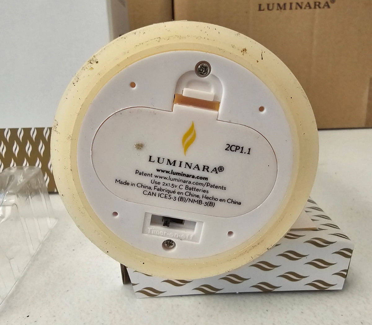 Cream Colored Luminara 3″ X 7″ Pillar Flameless Candle In Original Box