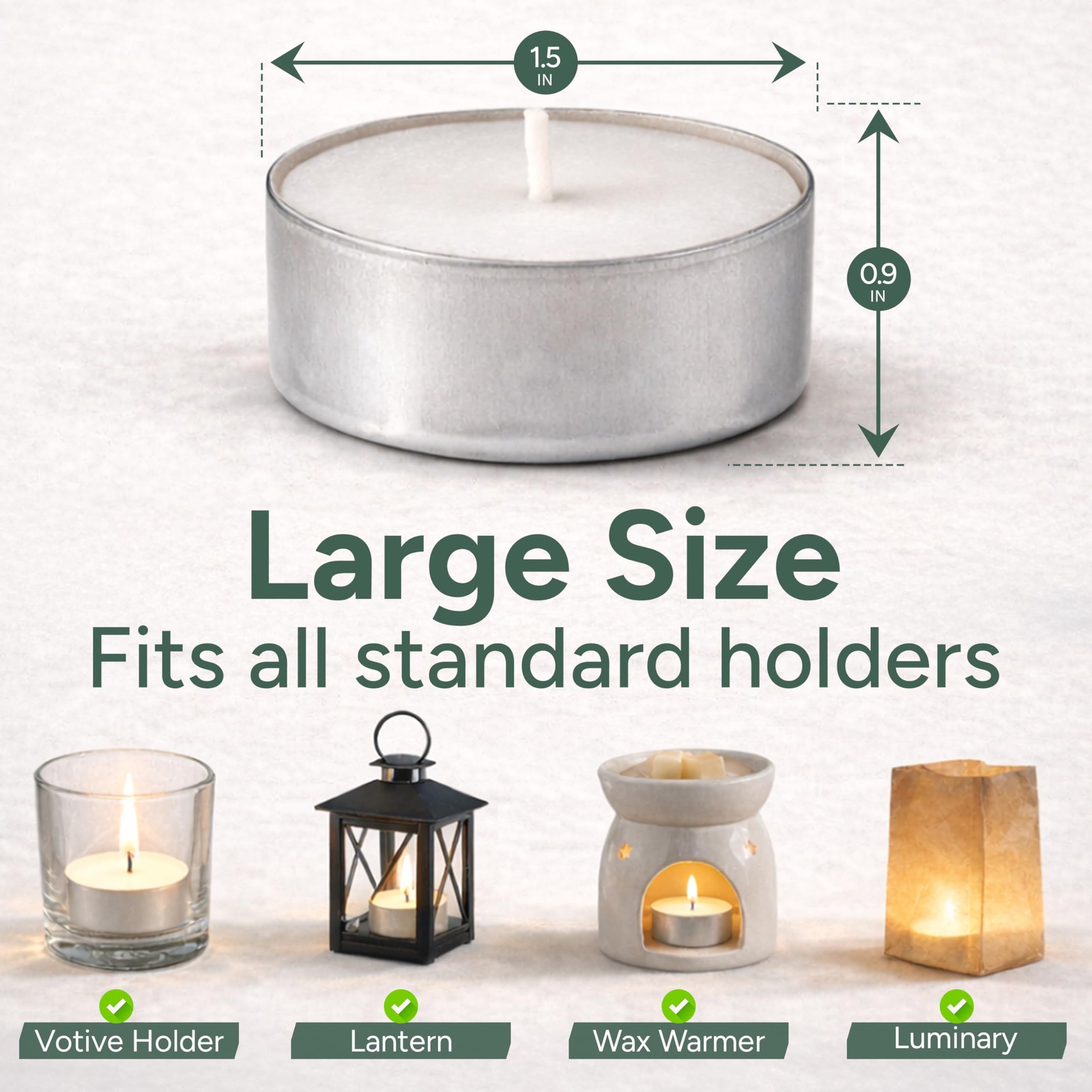 Zuvo Tea Lights Candles 8 Hour Burn (50 Pack) – Unscented White Tealight Candles