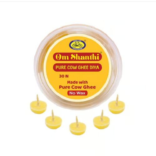 Cycle Pure Om Shanthi Cow Ghee Diya for Puja (pack of 10)