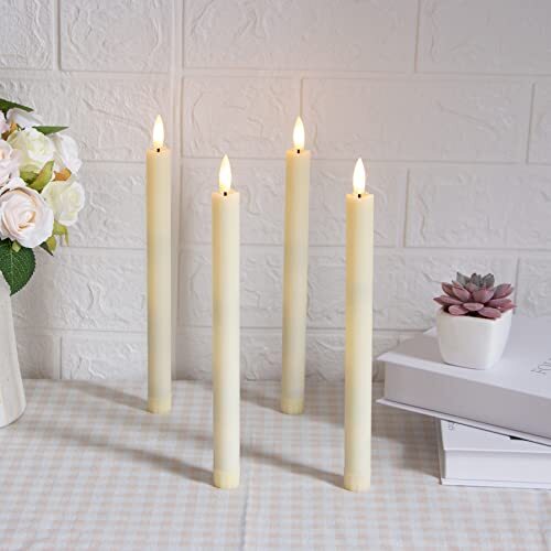 Set of 6 Candle Light Decorative Remote Control Real Wax Flameless Moving Wick