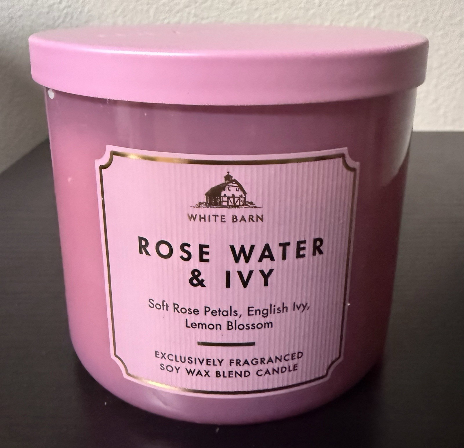 New Bath & Body Works White Barn Rose Water & Ivy 3 Wick Candle & Hand Soap Lot