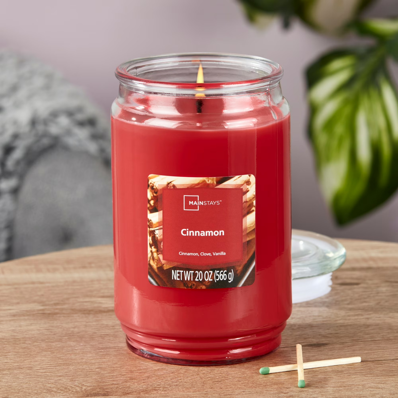 Cinnamon Scented single-Wick Large Glass Jar candle 20 oz…