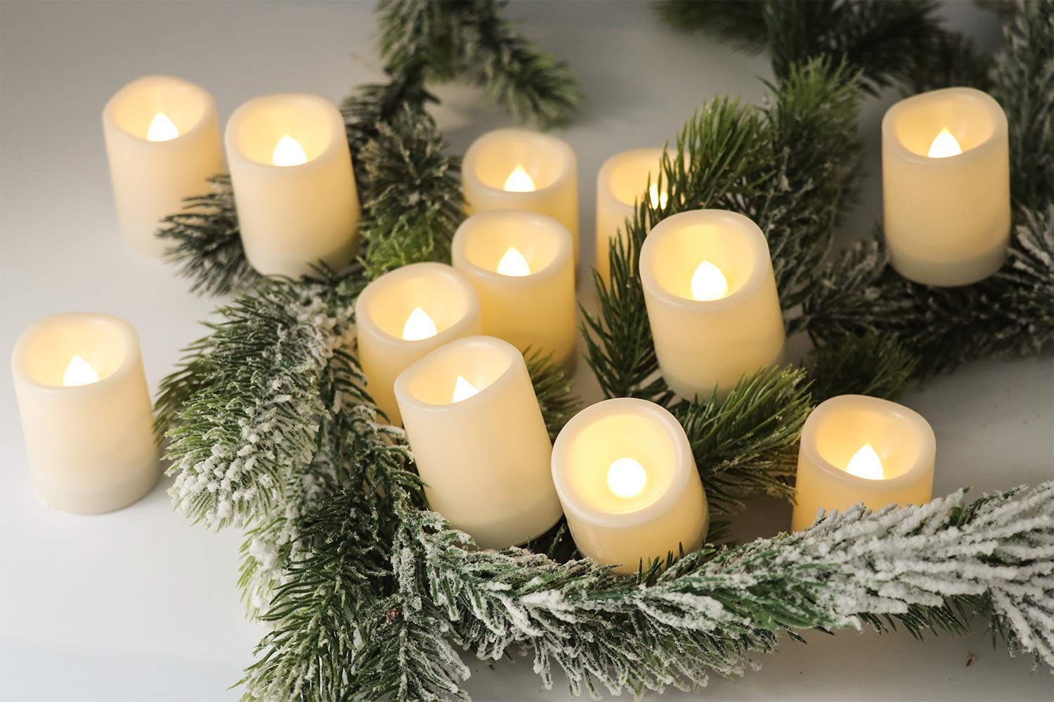 Waterproof Outdoor Votive Flameless Candles with Timer White