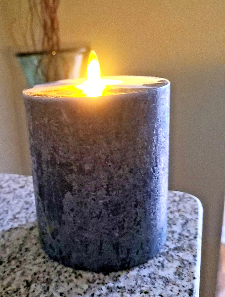 Pottery Barn Luminara Flickering Flameless Candle Navy 4 in x 4.5 in