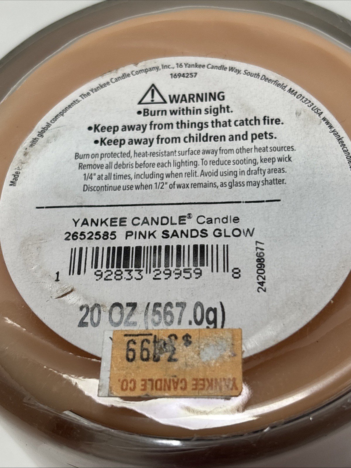 Yankee Candle Pink Sands 20 Oz Tumbler Two Wick Candle New