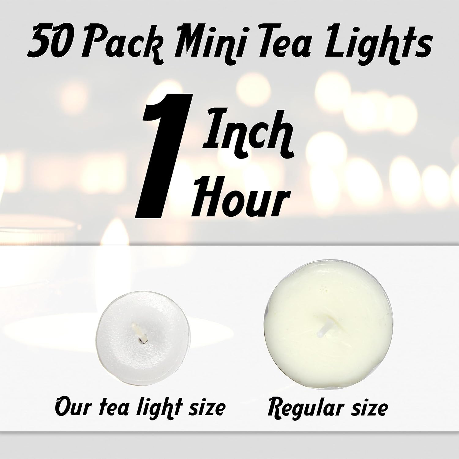 Bulk Mini Tea Lights – 50 Unscented White Travel Candles for Shabbat