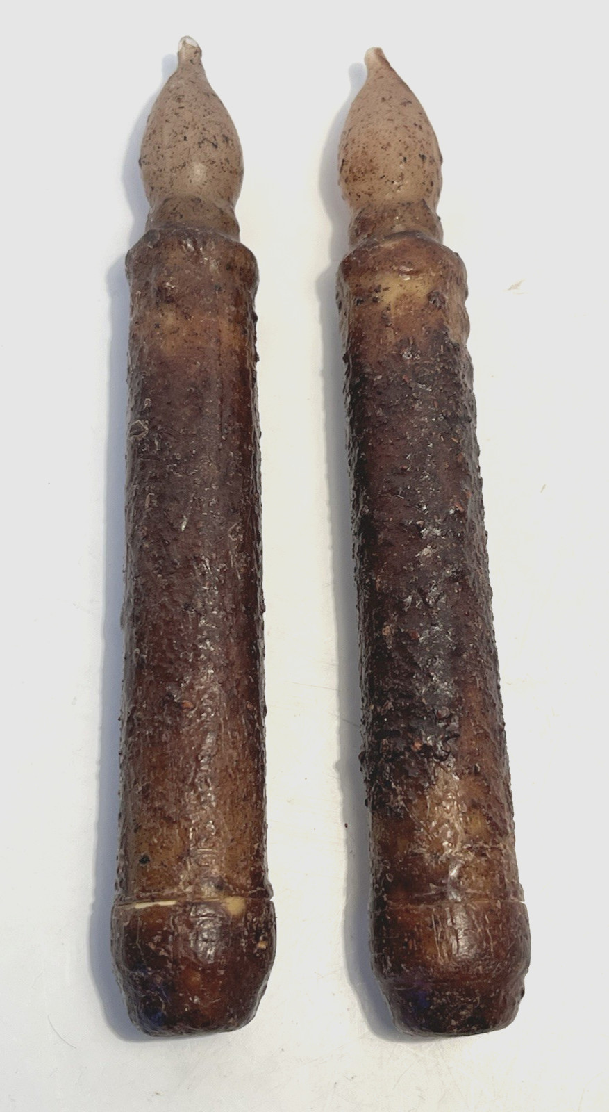 Primitive Dipped Taper Candle Battery Operated BROWN 6.5″ SET OF TWO