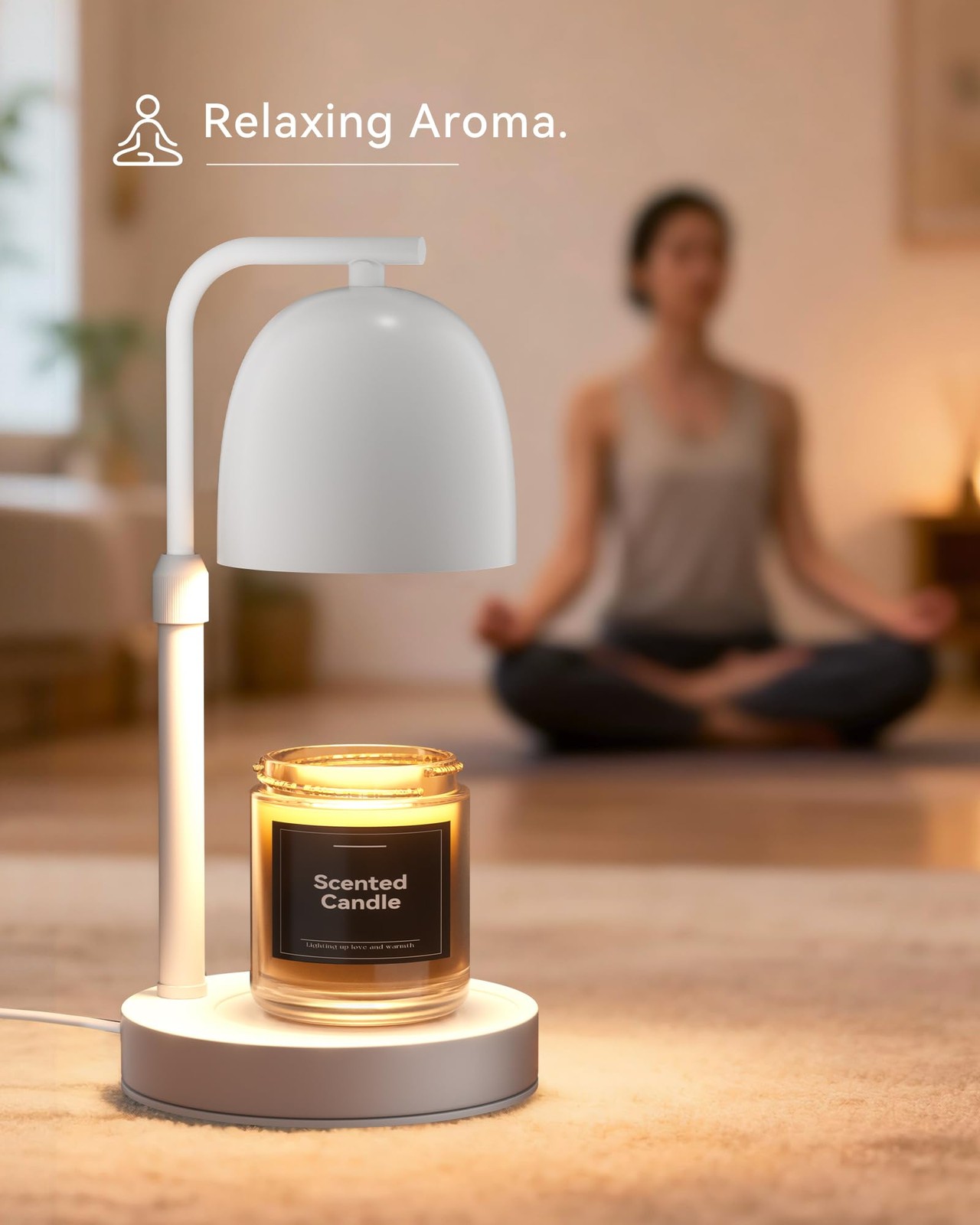 Candle Warmer Lamp with Timer & Dimmable, Adjustable Height White Candle Warm…