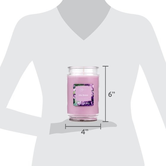 Mainstays Lilac Breeze scented single-Wick Large Glass Jar Candle 20 oz…
