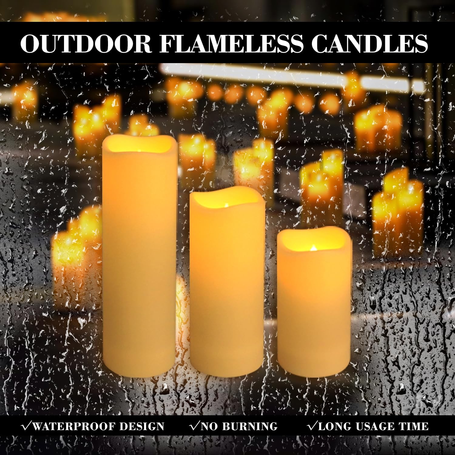 fclayvts 24-Pack LED Flameless Candles Remote Timer 3D Flame Three Sizes