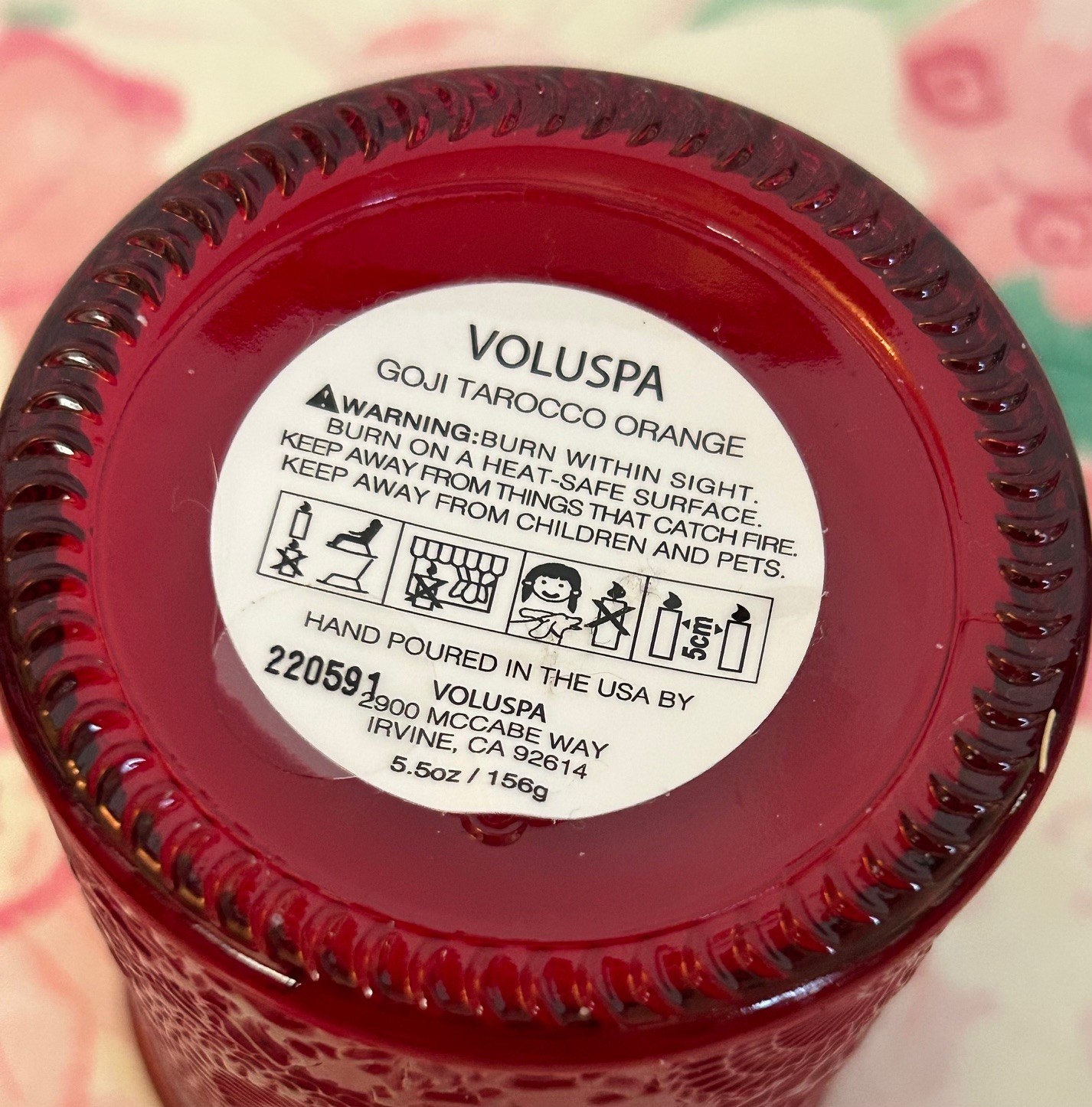 VOLUSPA GOJI TAROCCO ORANGE CANDLE 5.5 OZ GLASS JAR and LID