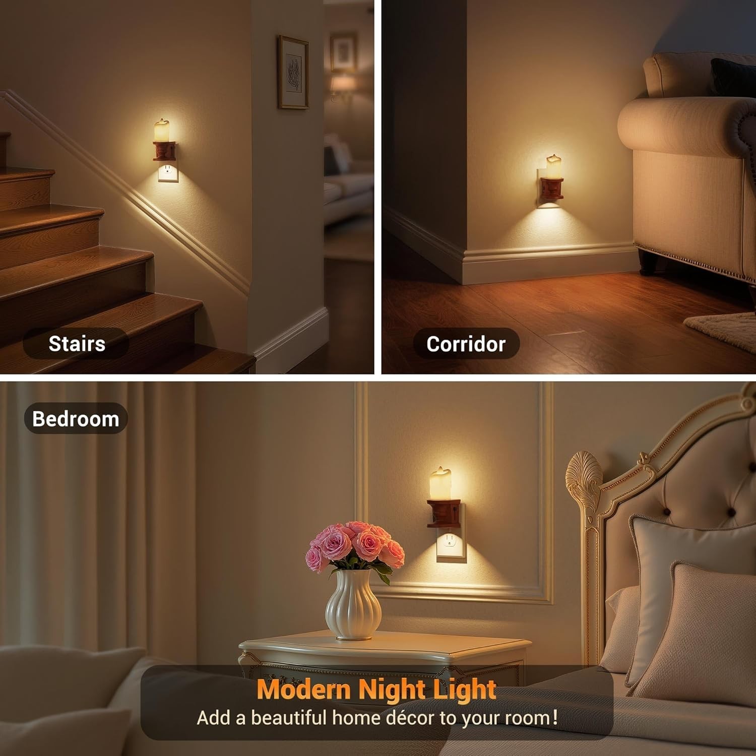 Soft White 2-Pack Nightlights with Dusk-to-Dawn Sensor, Perfect for Kids’ Rooms