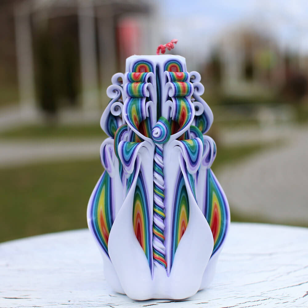 Hand Carved Candle Rainbow 6.7”-Mother’s Day Gift-Oscar Candles