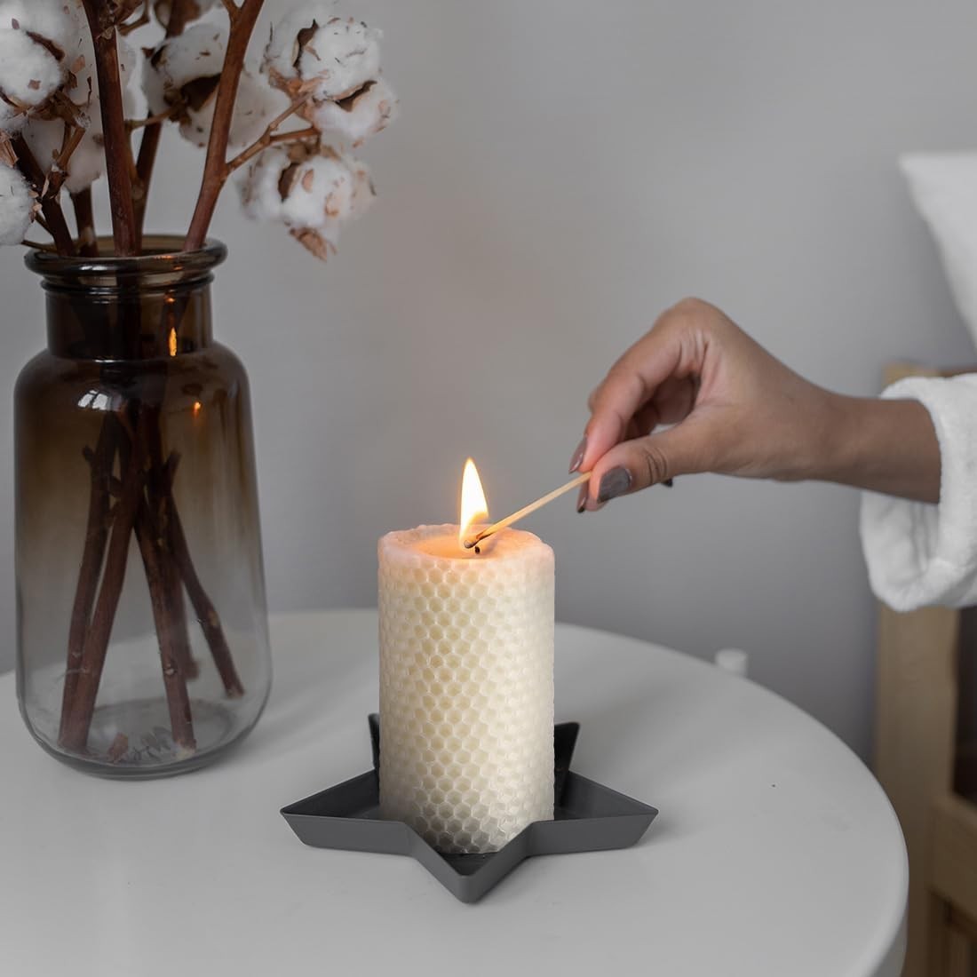 Classic Handmade Beeswax Pillar Candles – Unscented Elegance in 3 Count