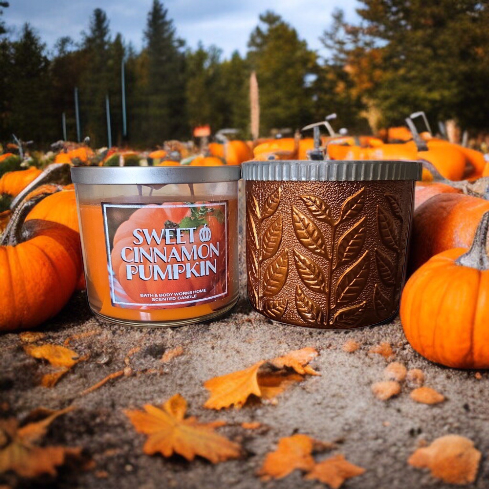 Set of 2) Bath & Body Works SWEET CINNAMON PUMPKIN 3 Wick Scented Candles 14.5oz