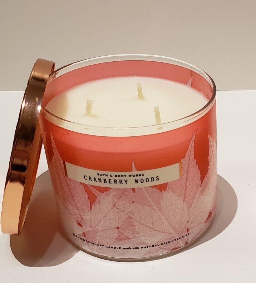 NEW Bath & Body Works CRANBERRY WOODS 3-Wick Candle 14.5oz Canada Day So Good