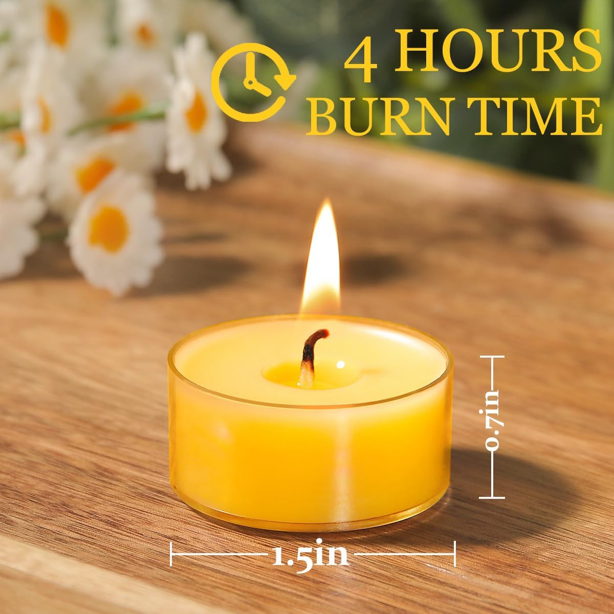 48 Packs Beeswax Tealight Candles- 4 Hour Burn Time Beeswax Candles- Burn