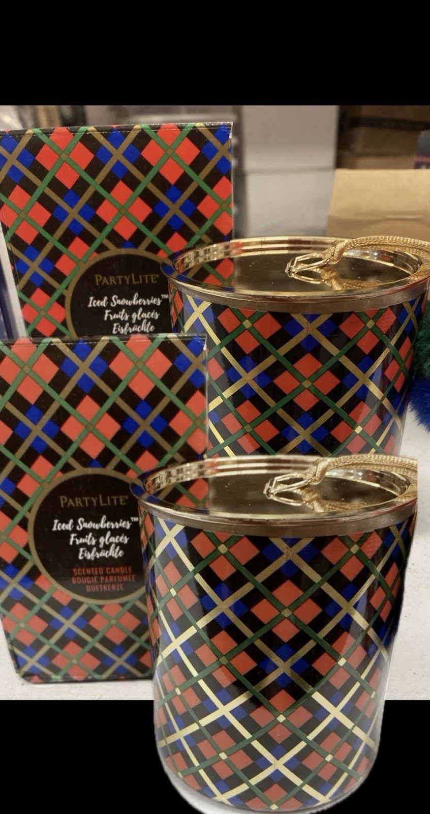 PartyLite Candles Qty 2 Borderless Brights Jars ICED SNOWBERRIES Scented W/ Lid