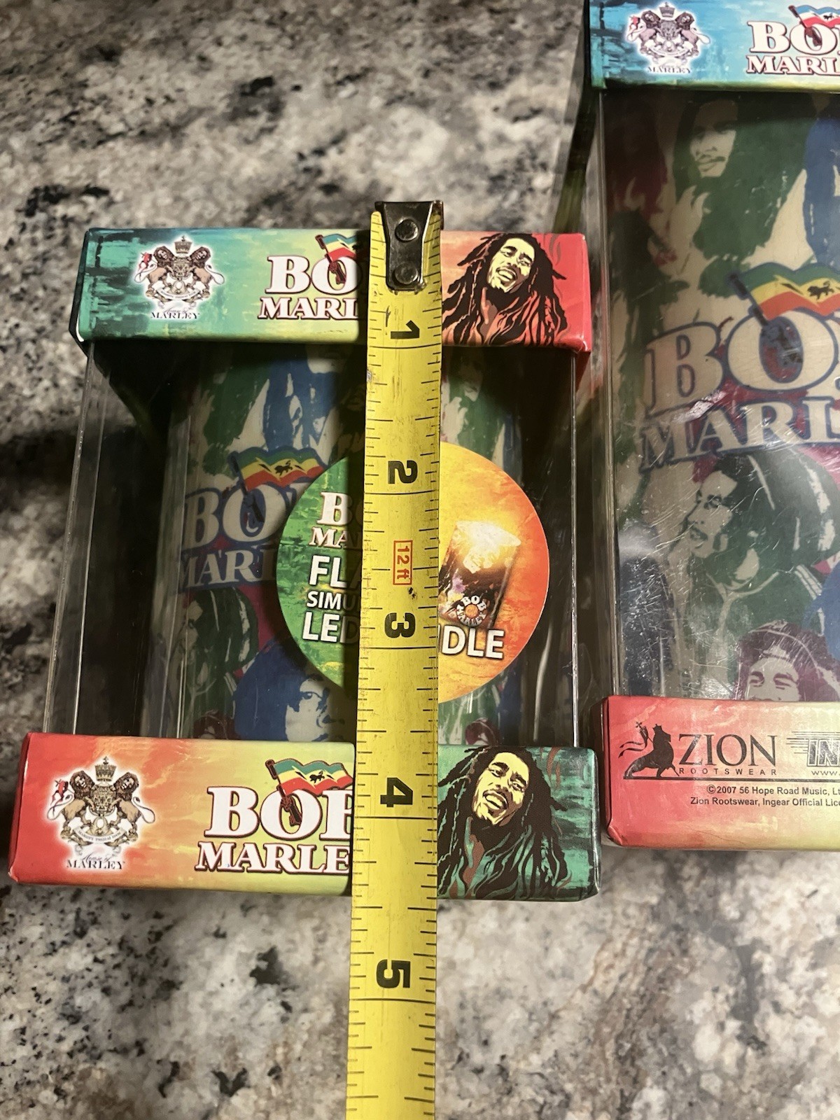 Set Of Two Battery Operated Flicker Flame Bob Marley Candles New
