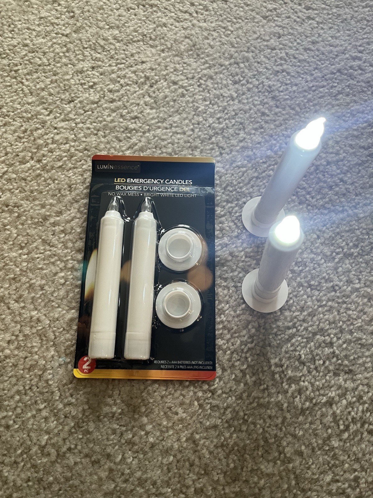 2/Pk x2 (4candles) Emergency LED Candles 5in’ 200 Hours Requires Batteries AAA