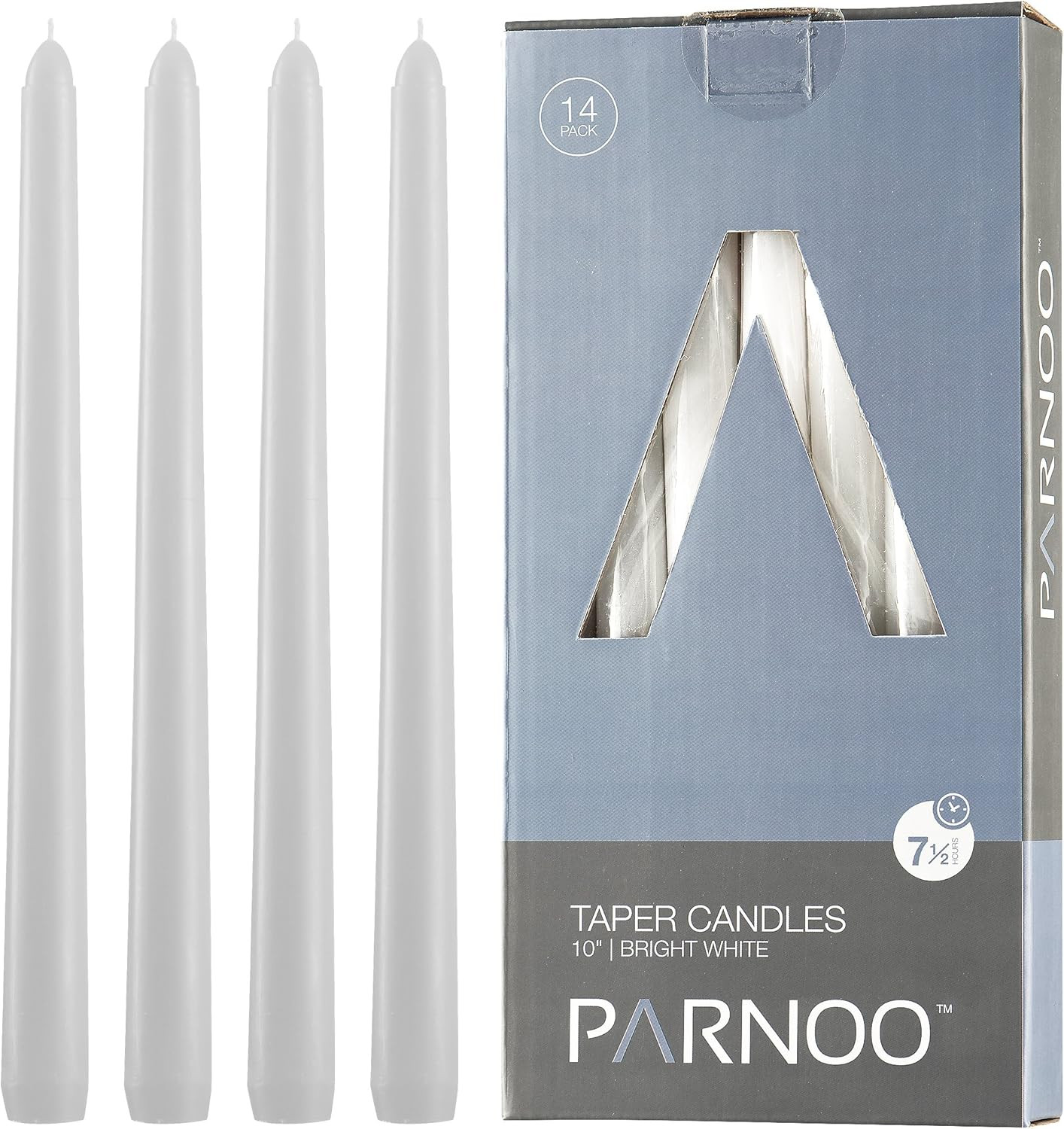 White Taper Candles Set 14 Dripless Candles 10In Tall 3 4In Thick 7.5
