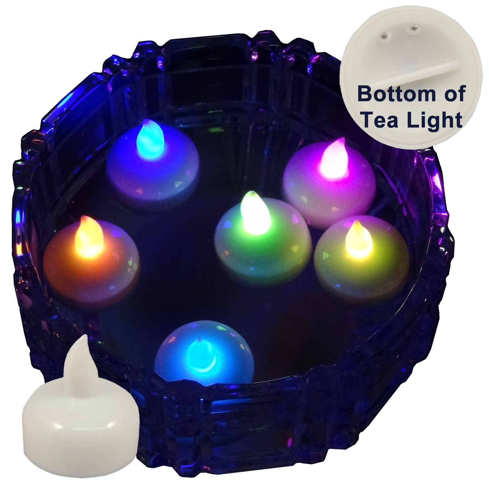 6 Multi-color Led Floating Floral Tea Light Candle for Wedding Centerpiece Decor