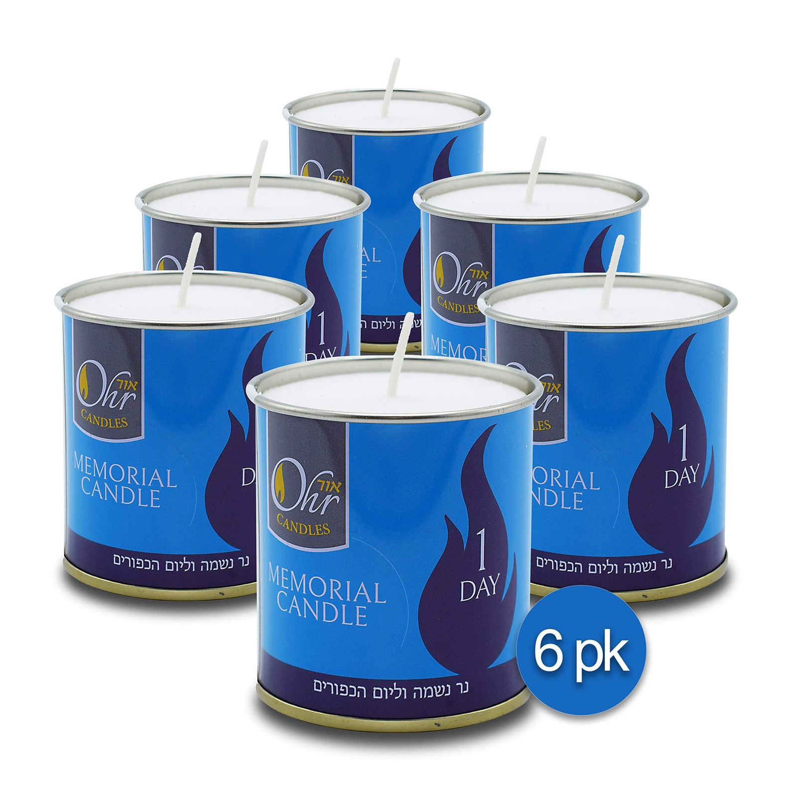 1 Day Yahrzeit Candle – 6 Pack – 24 Hour Kosher Yahrtzeit Memorial and Yom Ki…