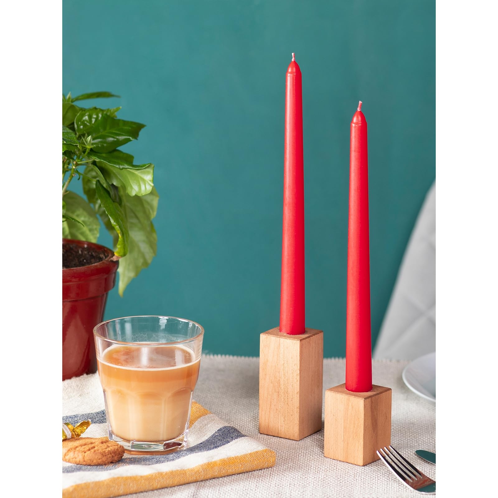 12 inch Red Taper Candles Set of 4 – Dripless and Long Burning Red Candlestic…