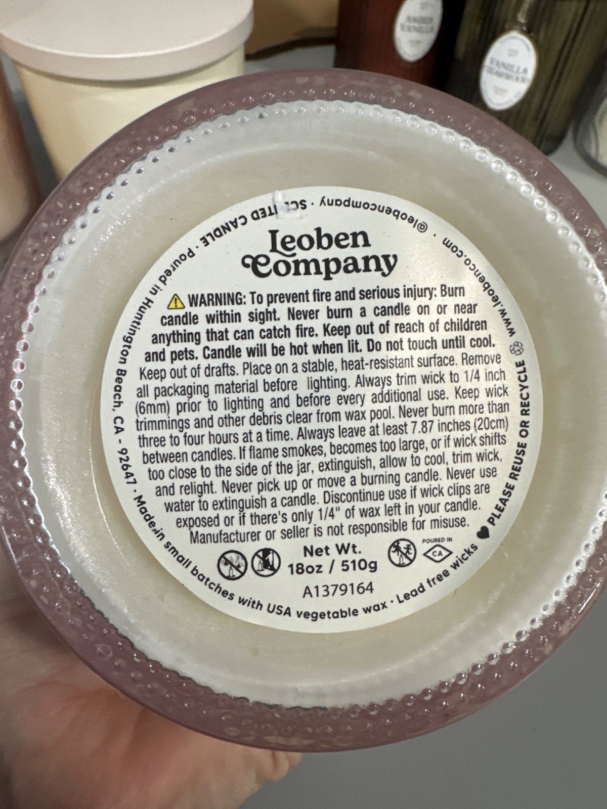 Leoben No 12 Jasmine Saffron Glass Candle 18 Oz 1 Wick Vegan Soy Wax Blend NEW