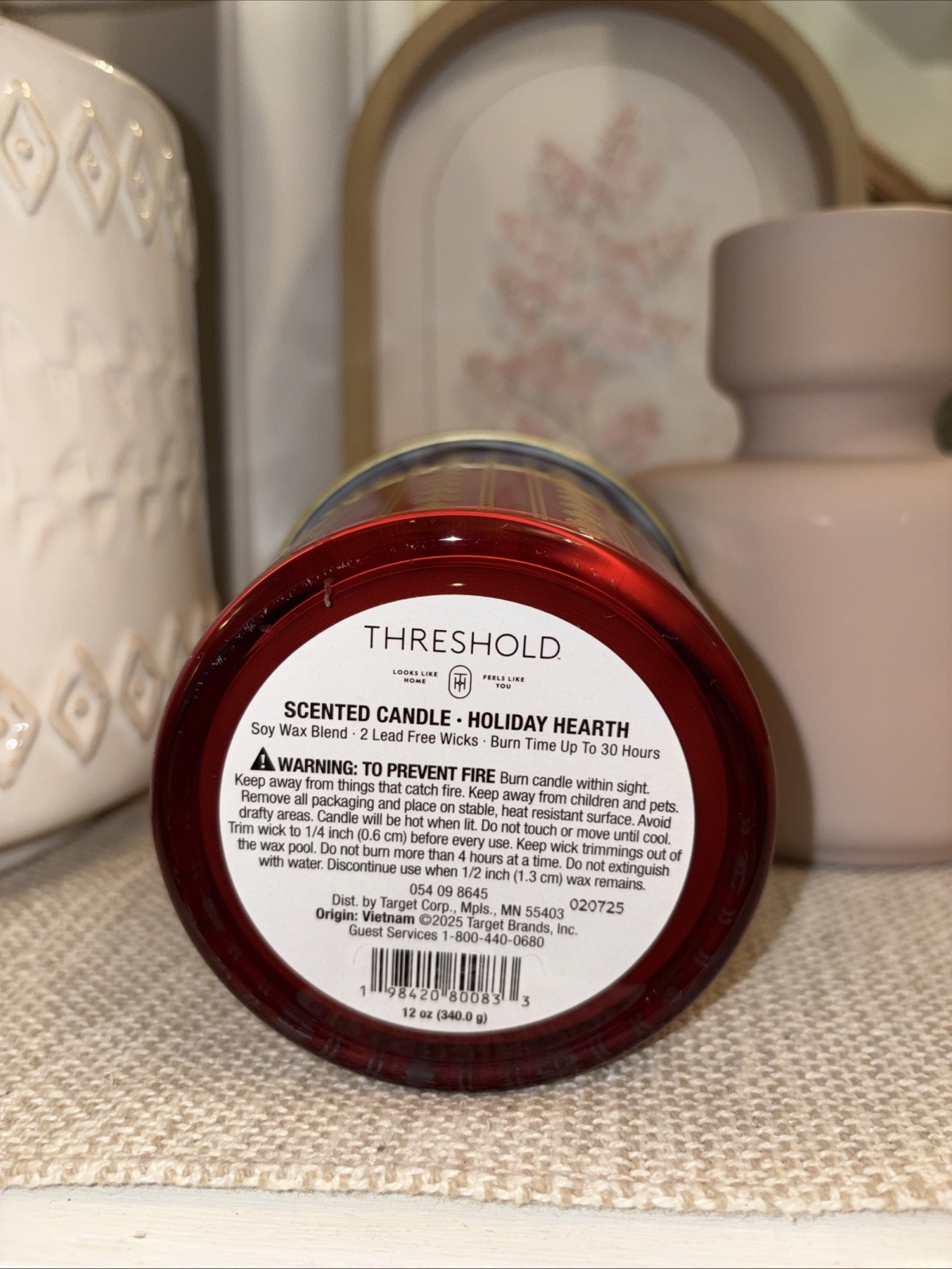 Threshold Candle Holiday Hearth Jar Candle Double Wick Red Christmas Soy Wax NEW