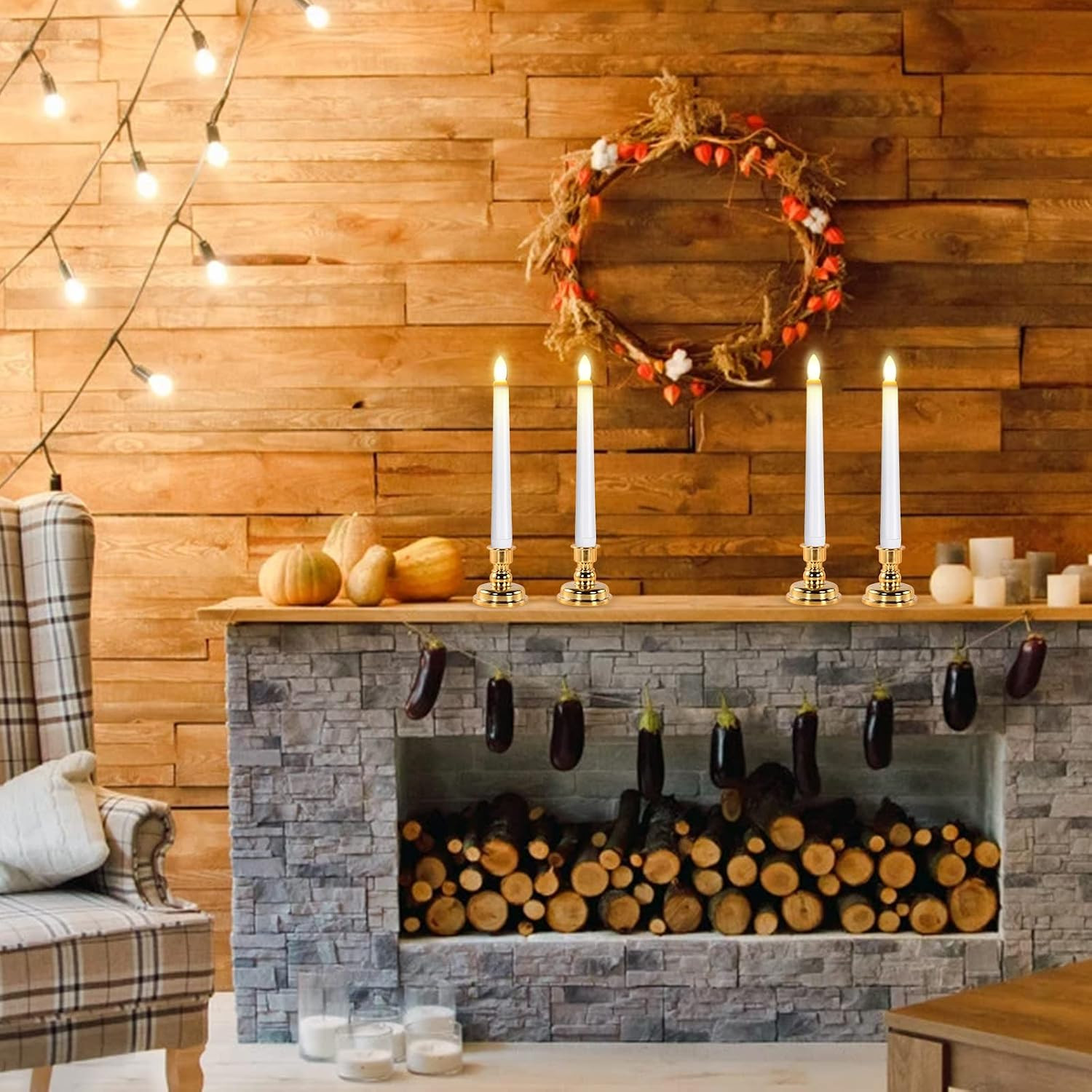 LED Window Candles, Christmas Flameless Window Candle Lights with Timer Battery