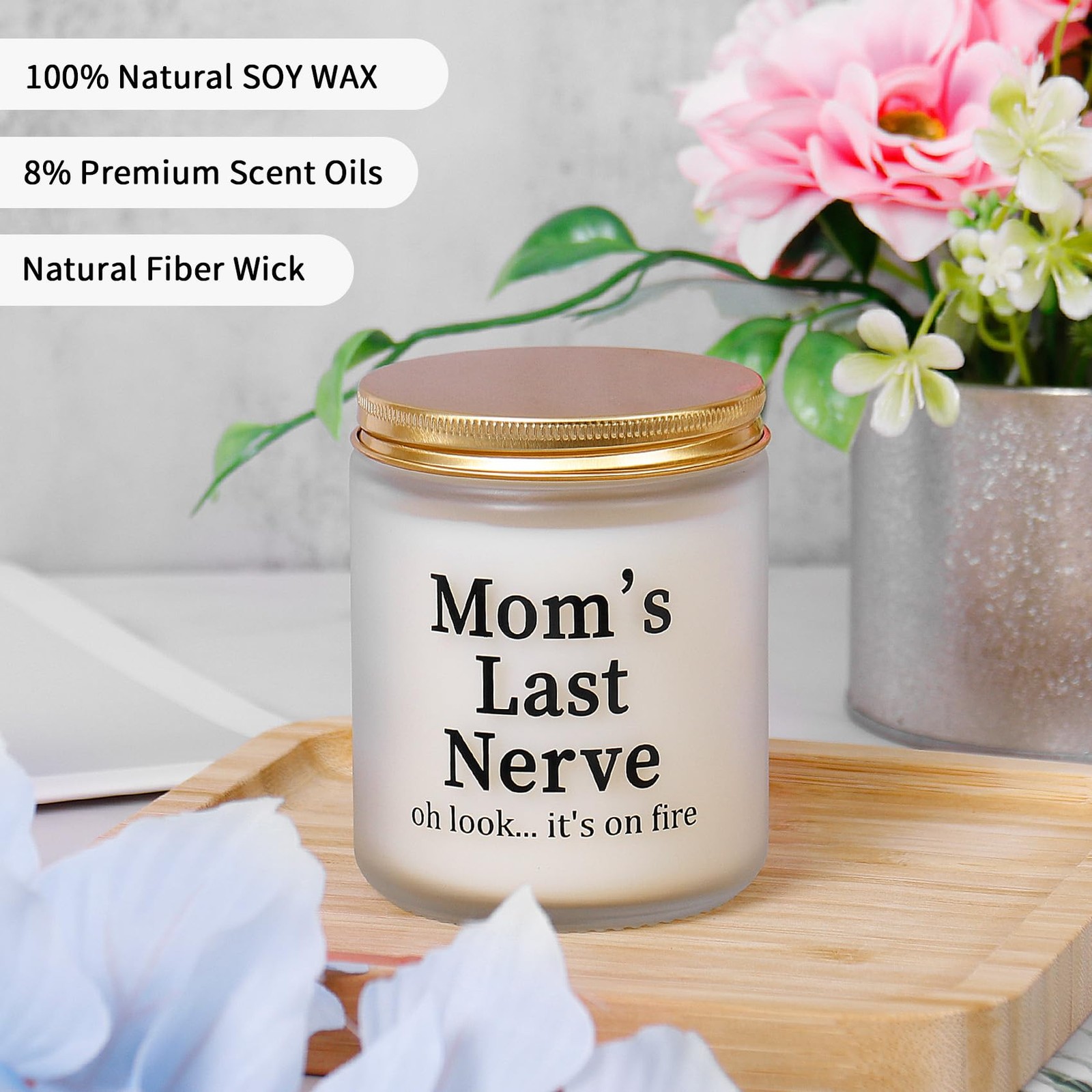Funny Gift For Mom Scented Candle Mom Last Nerve Natural Soy Bluebell 8oz