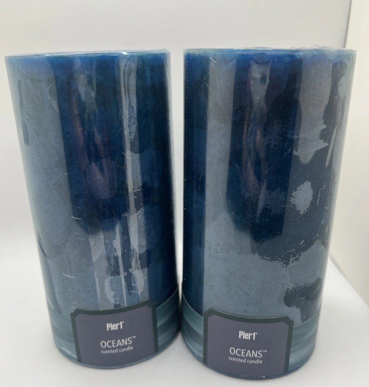 Set Of 2 Pier 1 Imports OCEANS Scented Pillar Candle 3×6 •NEW• Sealed• D/C
