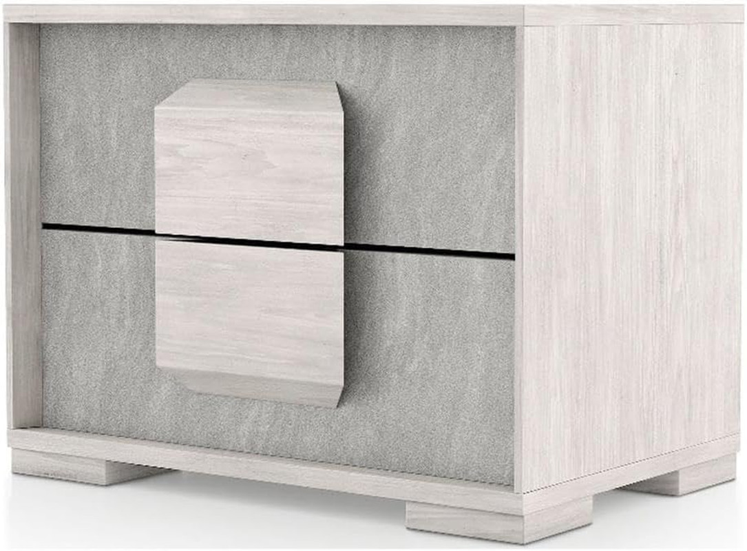 Dresen Modern Melamine Top 2-Drawer Nightstand, Wood Panel Handle Bedside Table