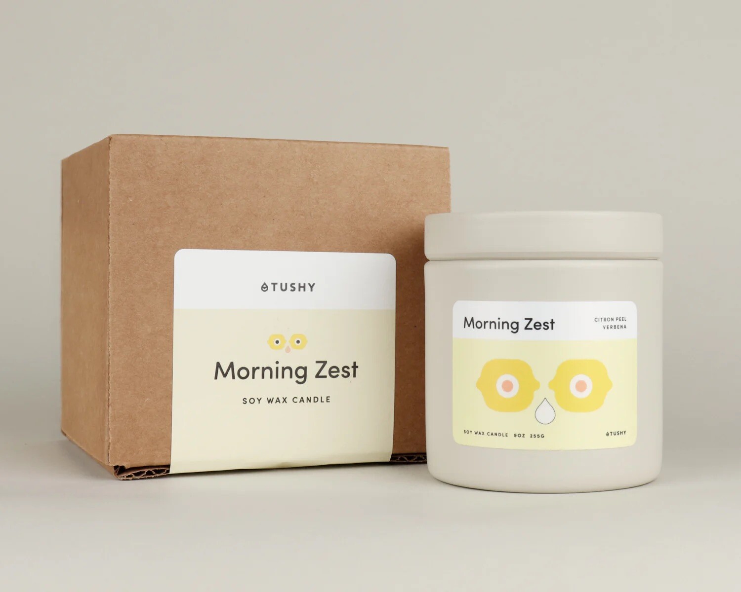 TUSHY Morning Zest 9oz Soy Wax Bathroom Candle New In Box $30 RETAIL