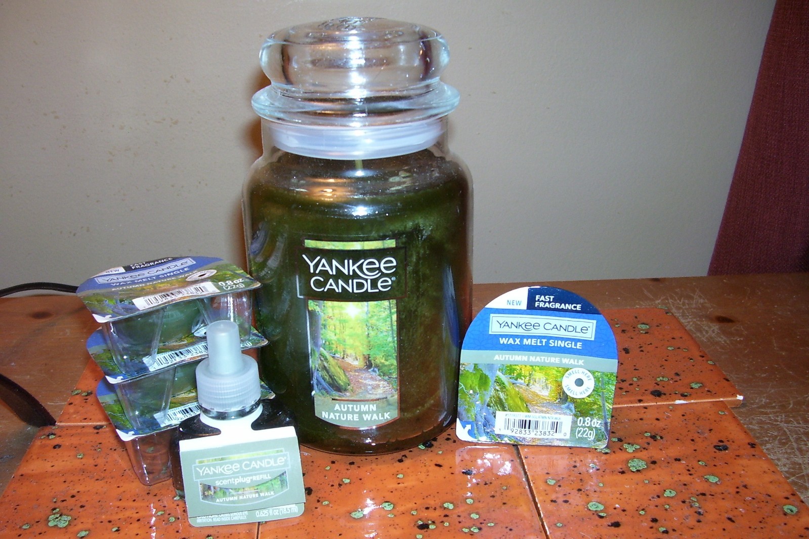 yankee candle 22oz JAR AUTUMN NATURE WALK + SINGLE REFILL + 4 WAX MELTS