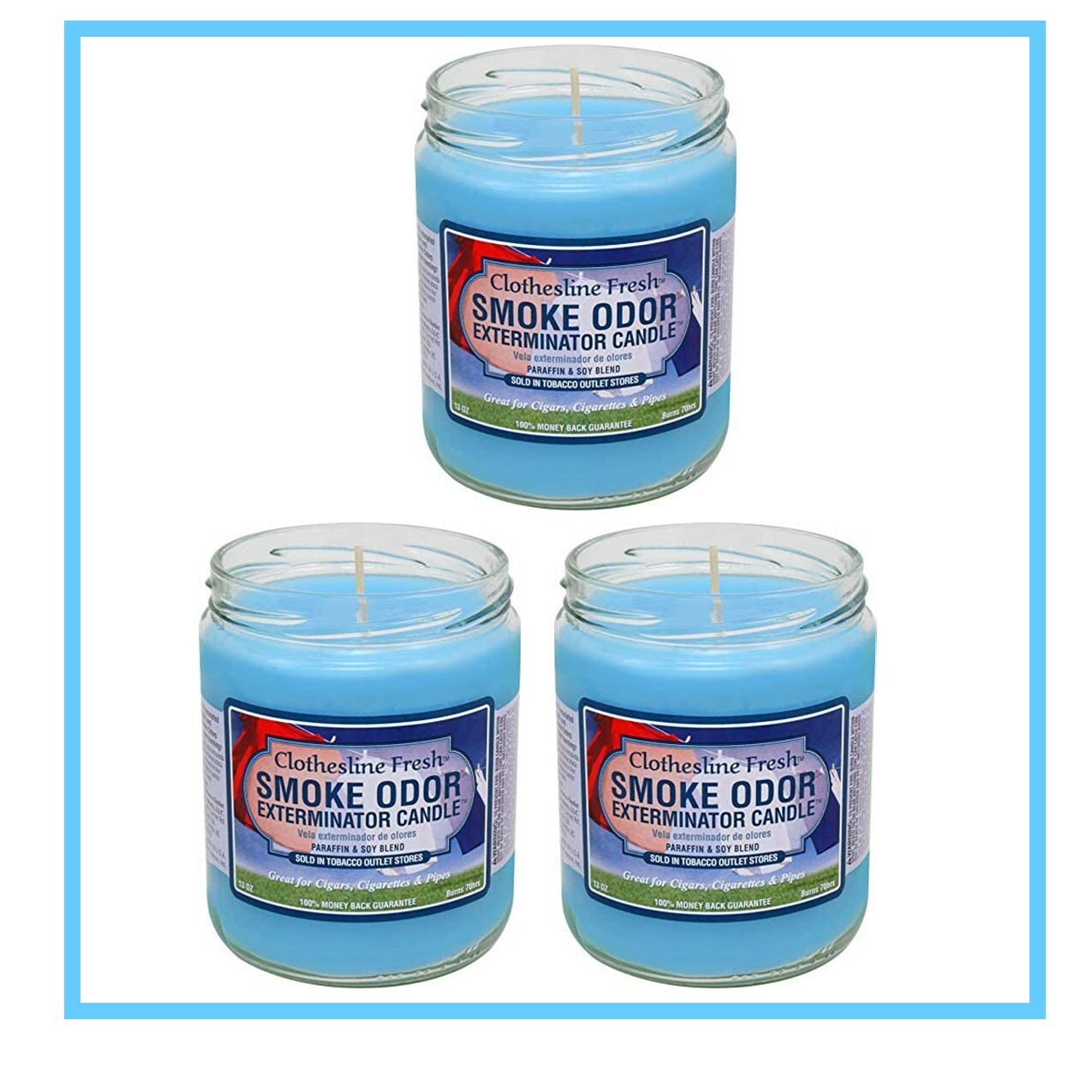 Clothesline Fresh Smoke Odor Exterminator 13 oz Jar Candle {3 PACK}