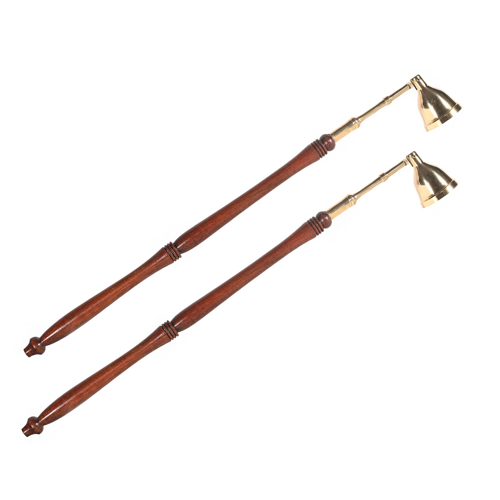 Incense Garden Candle Snuffer – 2 Pack – Brass Tip with Wood Handle