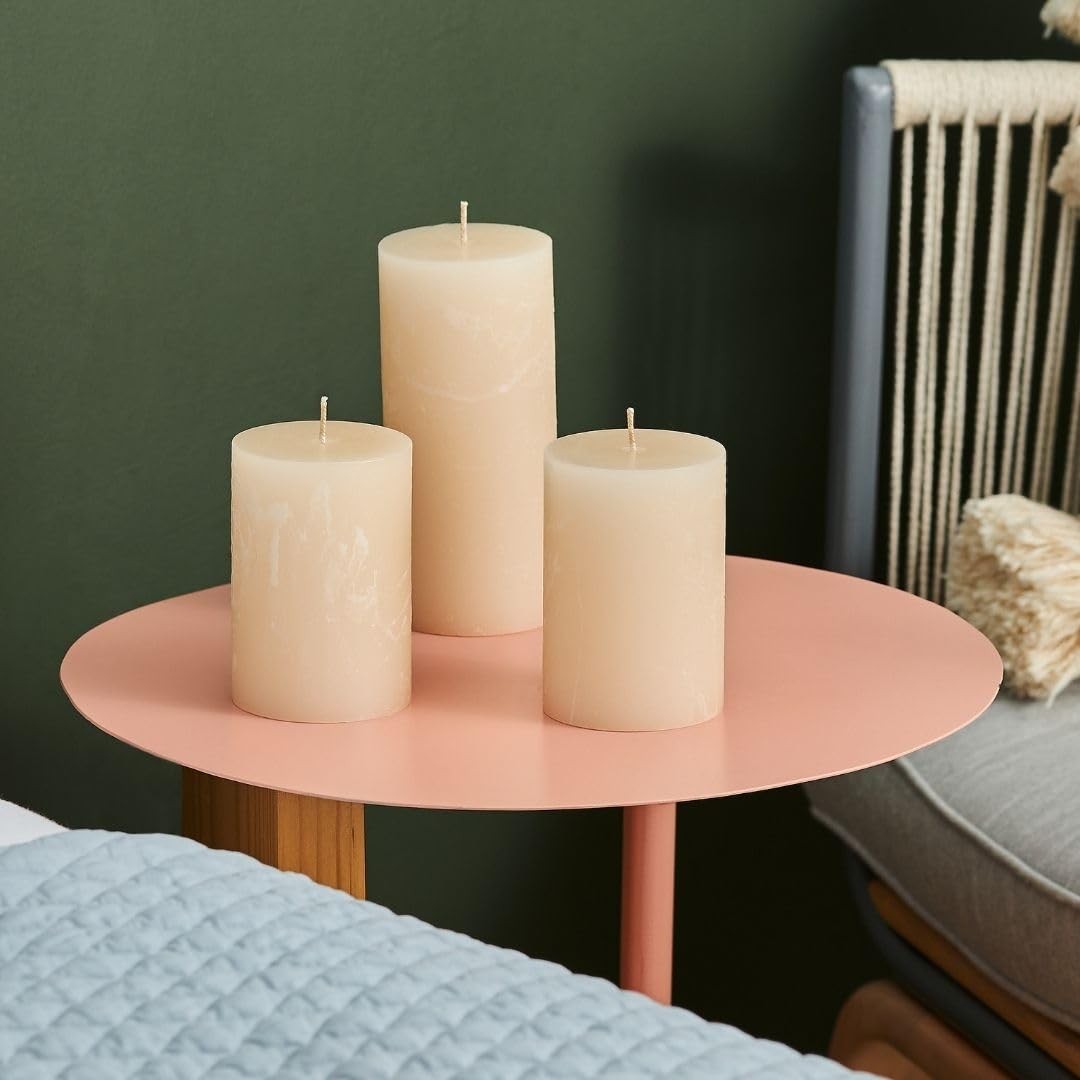 Simply Soson 3×4 Ivory Rustic Pillar Candles Bulk, Dripless Clean Long Burning C