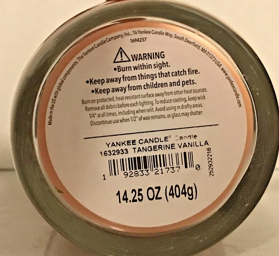 TANGERINE VANILLA CANDLE MEDIUM PILLAR 14.25 OZ SINGLE WICK YANKEE CANDLE 70+HR