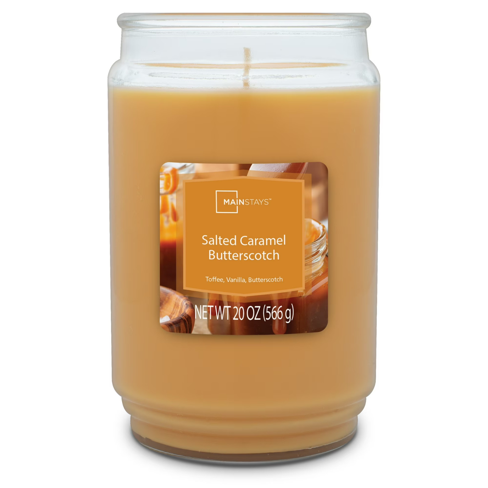 Mainstays Single-Wick Scented Glass Jar candle salted caramel Butterscotch……