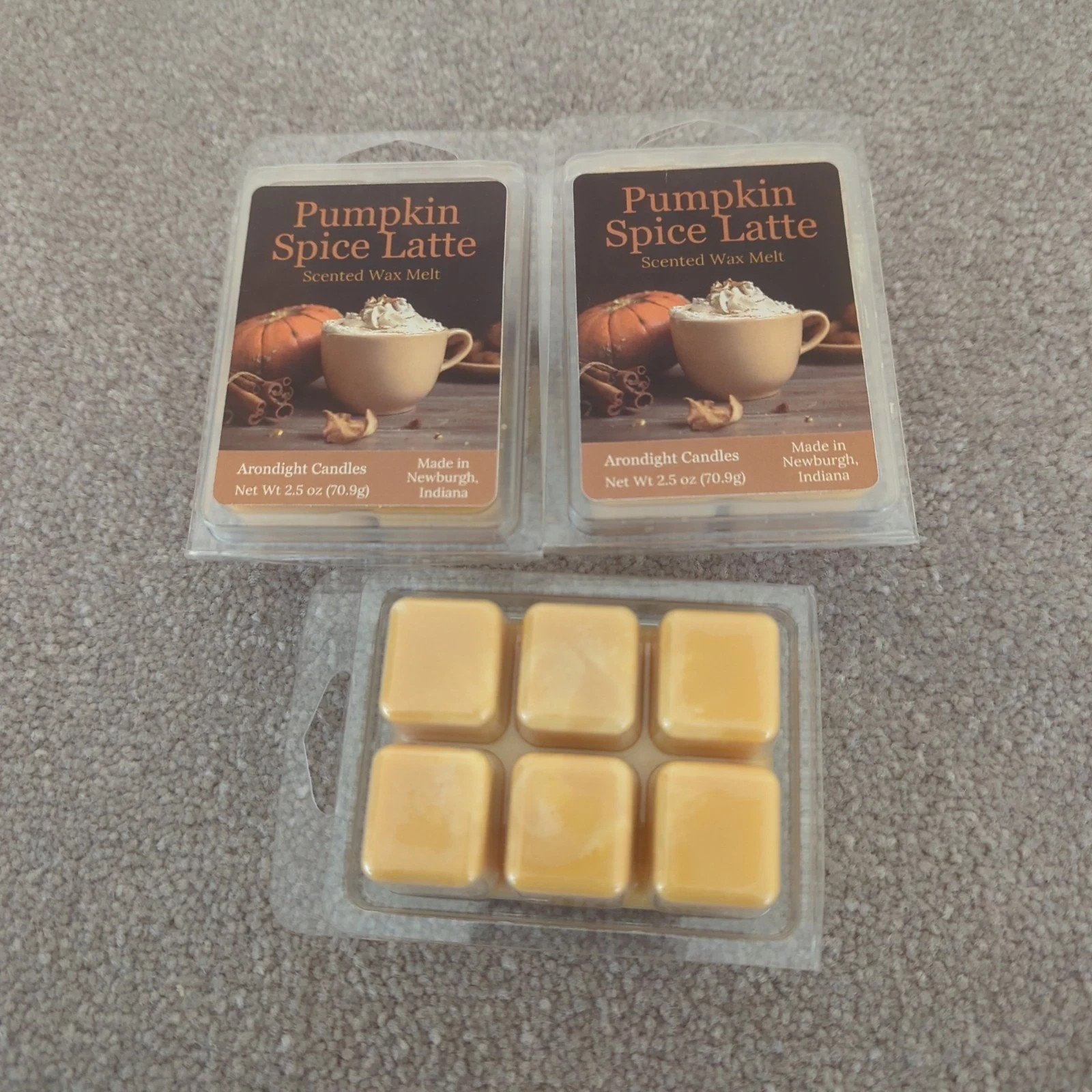 Lot of 3 Pumpkin Spice Latte Wax Melts 100% Soy Wax Tarts Home Fragrance Coffee