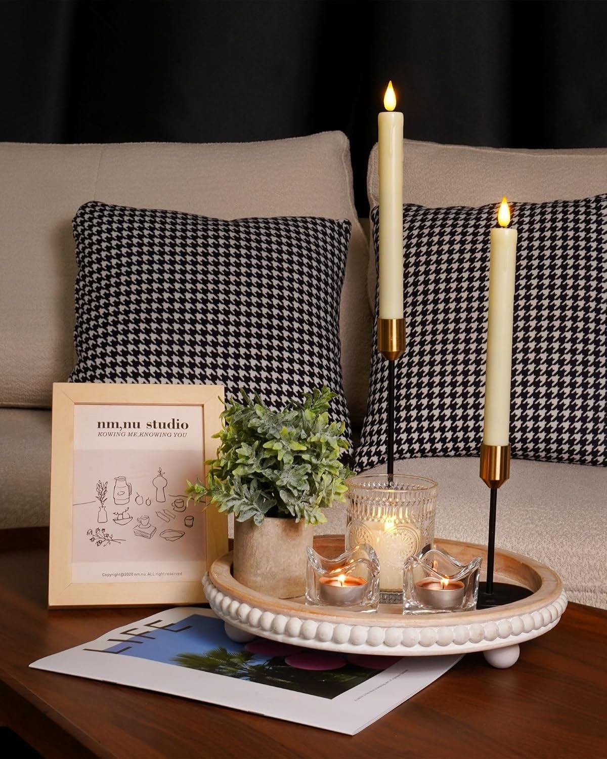 Elegant 2-Pack Flameless Taper Candles with Flickering LED – Ivory 9.6″
