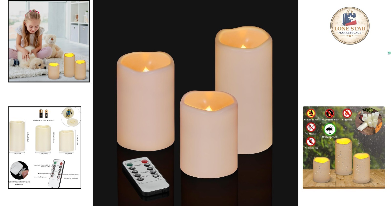 Safe and Waterproof Flameless Candle Set with Remote – 400+ Hours of Warm Light