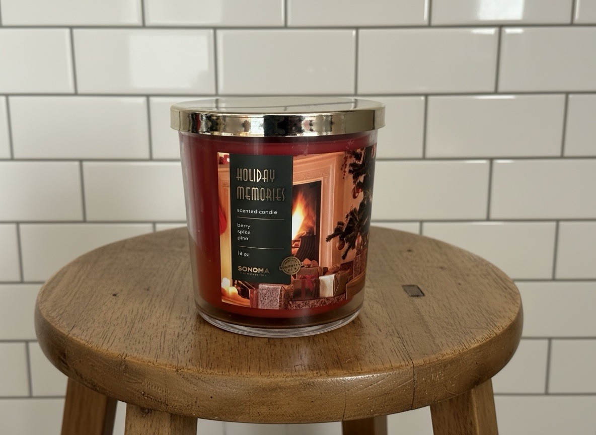 Sonoma Holiday Memories Berry, Spice, Pine 3 Wick Candle 14 OZ New