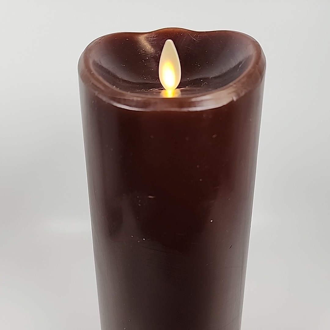 Luminara 8” Dark Brown Real-Flame Effect Candle w/Remote Control