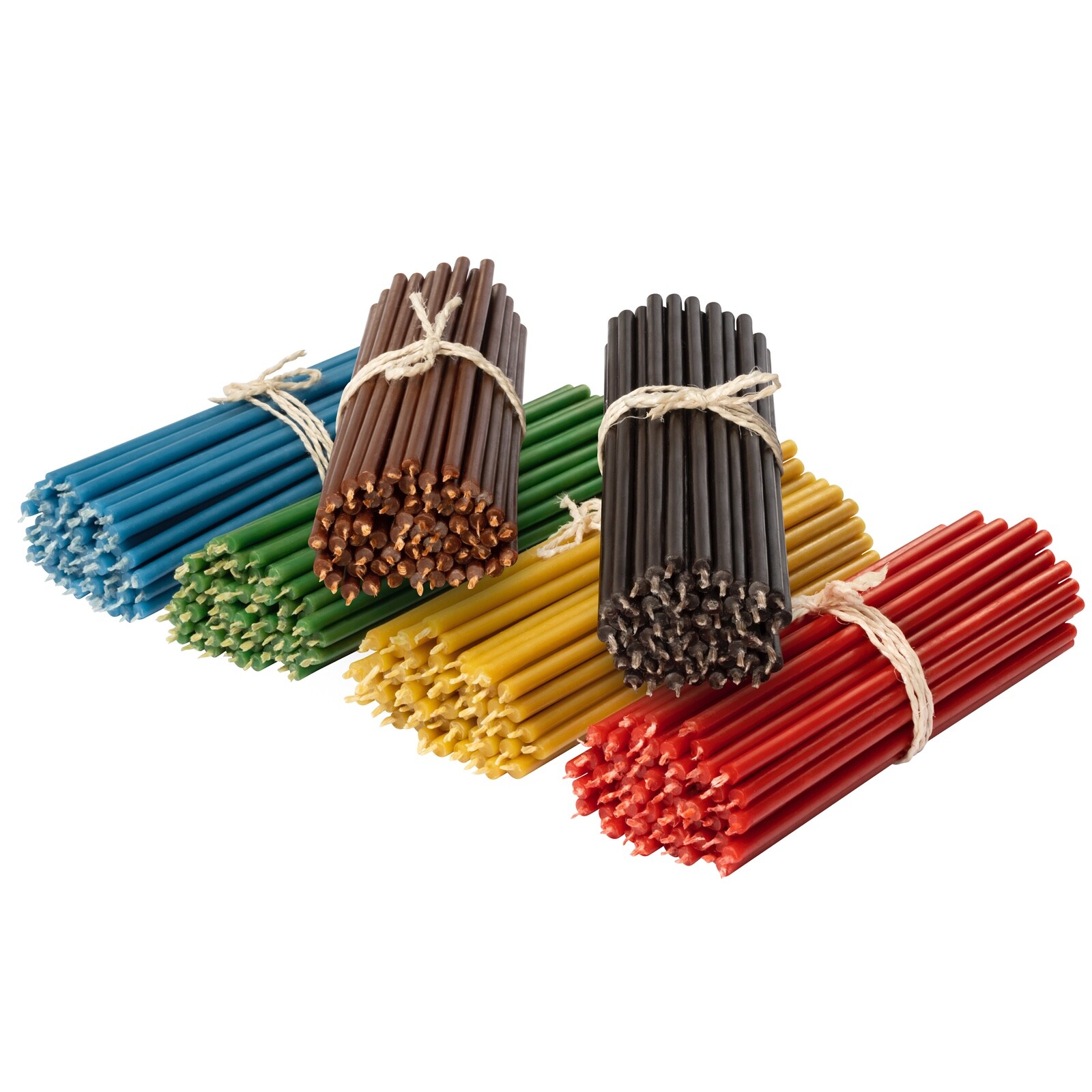 300 pcs Diveevo beeswax candles Multicolor set premium quality L-6.3in, Ø-0.2in